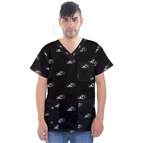 Formula One Black And White Graphic Pattern Men s V-neck Scrub Top by dflcprintsclothing