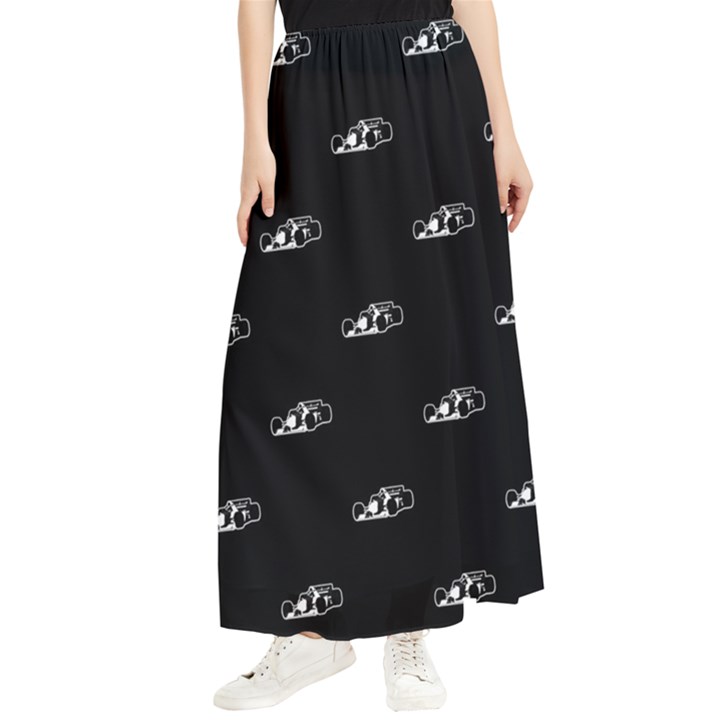 Formula One Black And White Graphic Pattern Maxi Chiffon Skirt