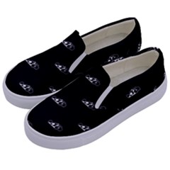 Formula One Black And White Graphic Pattern Kids  Canvas Slip Ons