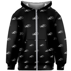 Formula One Black And White Graphic Pattern Kids  Zipper Hoodie Without Drawstring