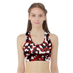 Camouflage Rouge/blanc Sports Bra With Border by kcreatif