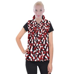 Camouflage Rouge/blanc Women s Button Up Vest by kcreatif