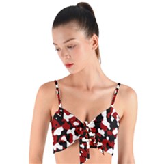 Camouflage Rouge/blanc Woven Tie Front Bralet by kcreatif