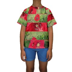 Photos Collage Coquelicots Kids  Short Sleeve Swimwear by kcreatif