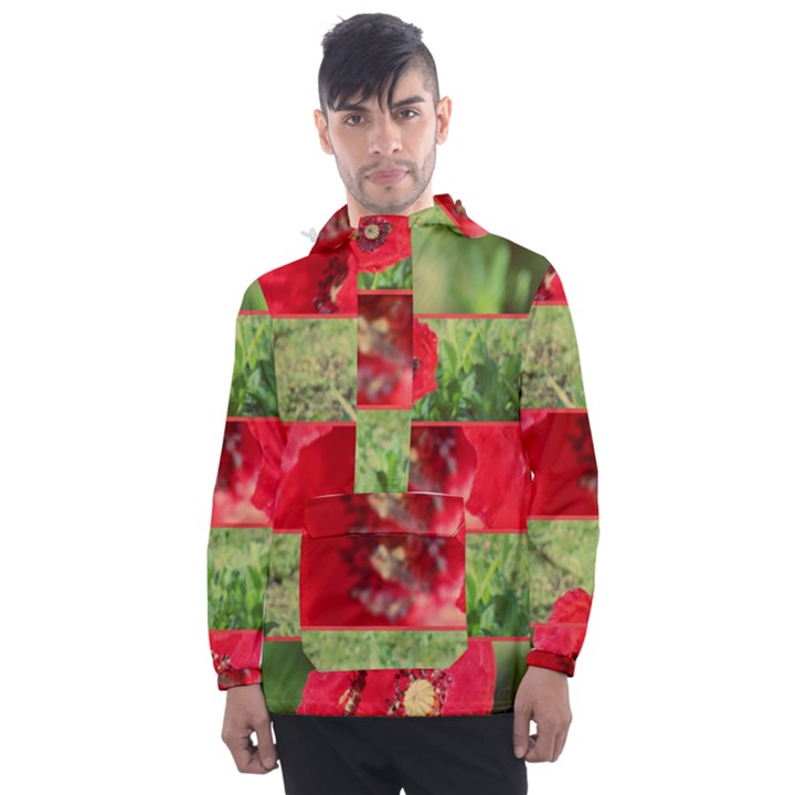 Photos Collage Coquelicots Men s Front Pocket Pullover Windbreaker