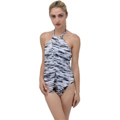 Texture Noir/gris Go With The Flow One Piece Swimsuit by kcreatif