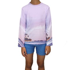 Seascape Sunset Kids  Long Sleeve Swimwear by goljakoff