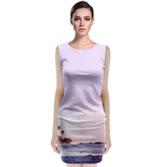 Seascape Sunset Sleeveless Velvet Midi Dress by goljakoff