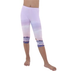 Seascape Sunset Kids  Lightweight Velour Capri Leggings  by goljakoff