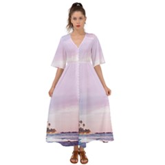 Seascape Sunset Kimono Sleeve Boho Dress by goljakoff