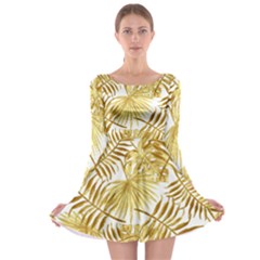 Golden Leaves Long Sleeve Skater Dress by goljakoff