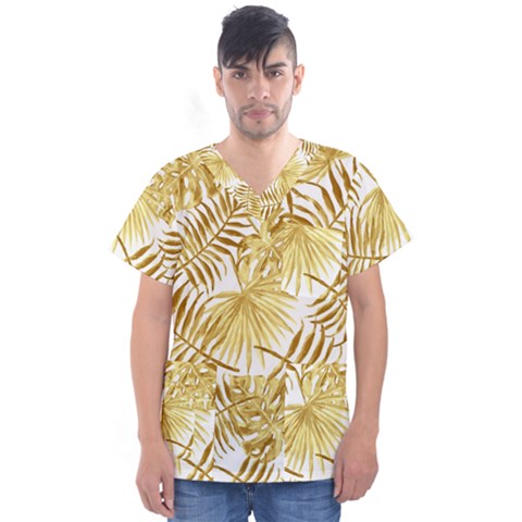 Golden Leaves Men s V-neck Scrub Top by goljakoff