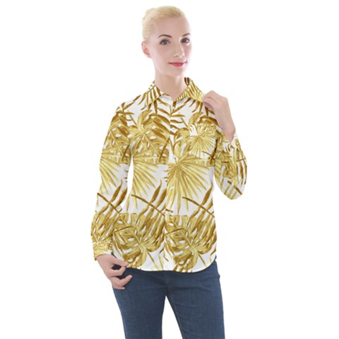 Golden Leaves Women s Long Sleeve Pocket Shirt by goljakoff