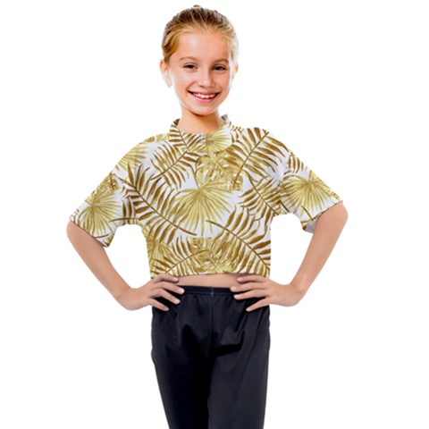 Golden Leaves Kids Mock Neck Tee by goljakoff