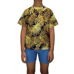 Gold Leaves Kids  Short Sleeve Swimwear by goljakoff