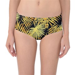 Gold Leaves Mid-waist Bikini Bottoms by goljakoff