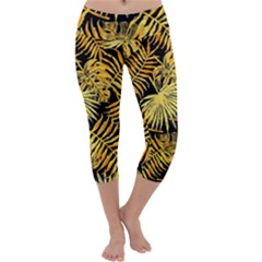 Gold Leaves Capri Yoga Leggings by goljakoff