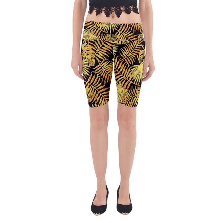 Gold leaves Yoga Cropped Leggings