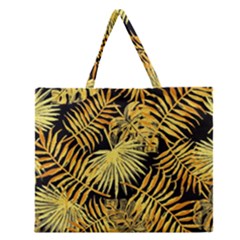 Gold Leaves Zipper Large Tote Bag by goljakoff