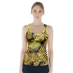 Gold Leaves Racer Back Sports Top by goljakoff