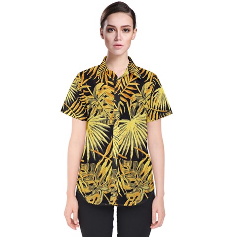 Gold Leaves Women s Short Sleeve Shirt by goljakoff