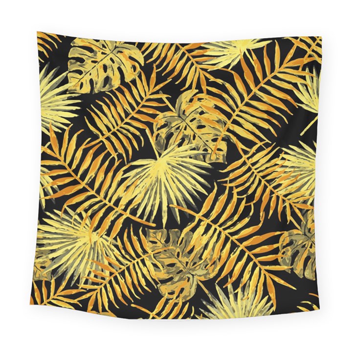 Gold leaves Square Tapestry (Large)