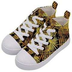 Gold Leaves Kids  Mid-top Canvas Sneakers by goljakoff