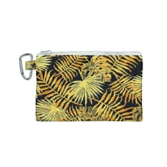 Gold Leaves Canvas Cosmetic Bag (small) by goljakoff