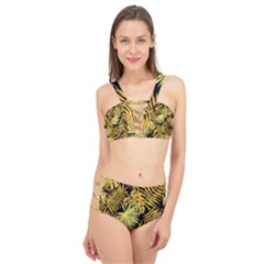 Gold Leaves Cage Up Bikini Set by goljakoff