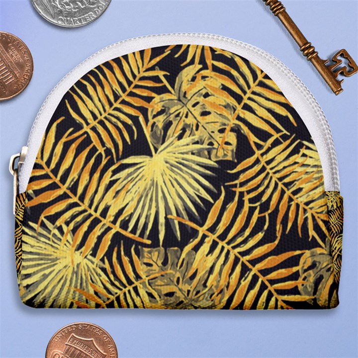 Gold leaves Horseshoe Style Canvas Pouch