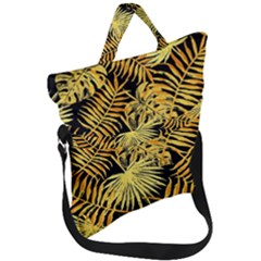 Gold Leaves Fold Over Handle Tote Bag by goljakoff