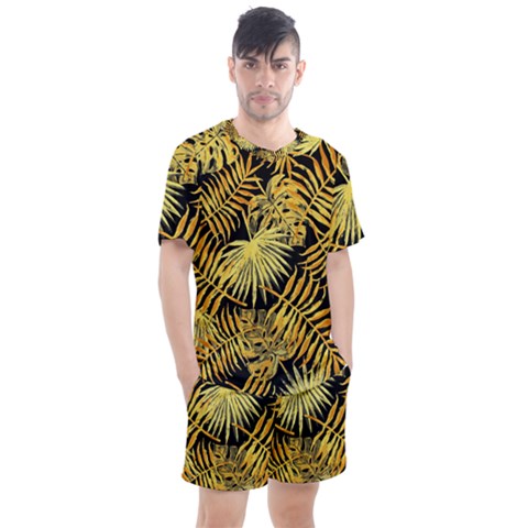 Gold Leaves Men s Mesh Tee And Shorts Set by goljakoff