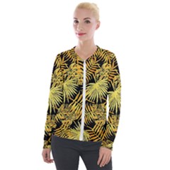 Gold Leaves Velvet Zip Up Jacket by goljakoff