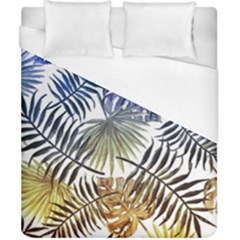 Blue And Yellow Tropical Leaves Duvet Cover (california King Size) by goljakoff