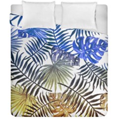 Blue And Yellow Tropical Leaves Duvet Cover Double Side (california King Size) by goljakoff