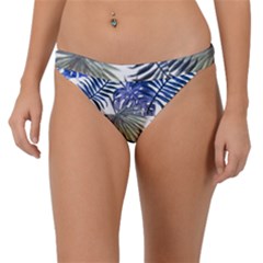 Blue And Yellow Tropical Leaves Band Bikini Bottom by goljakoff