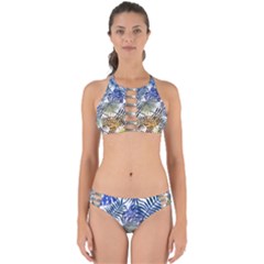 Blue And Yellow Tropical Leaves Perfectly Cut Out Bikini Set by goljakoff