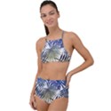 Blue and yellow tropical leaves High Waist Tankini Set View1