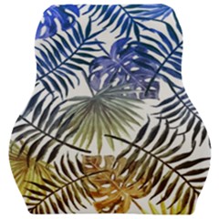 Blue And Yellow Tropical Leaves Car Seat Velour Cushion  by goljakoff