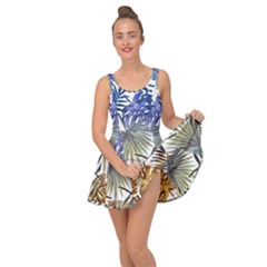 Blue And Yellow Tropical Leaves Inside Out Casual Dress by goljakoff