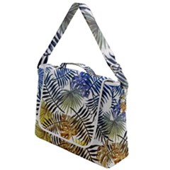 Blue And Yellow Tropical Leaves Box Up Messenger Bag by goljakoff