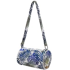 Blue And Yellow Tropical Leaves Mini Cylinder Bag by goljakoff