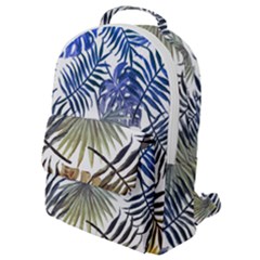 Blue And Yellow Tropical Leaves Flap Pocket Backpack (small) by goljakoff