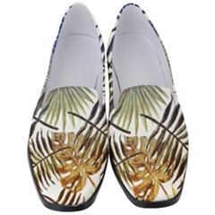 Blue And Yellow Tropical Leaves Women s Classic Loafer Heels by goljakoff