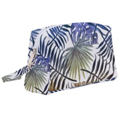 Blue And Yellow Tropical Leaves Wristlet Pouch Bag (large) by goljakoff