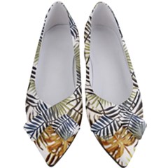 Blue And Yellow Tropical Leaves Women s Bow Heels by goljakoff