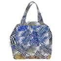 Blue and yellow tropical leaves Boxy Hand Bag View1