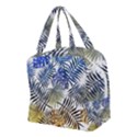 Blue and yellow tropical leaves Boxy Hand Bag View2