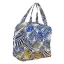 Blue and yellow tropical leaves Boxy Hand Bag View3