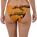 Happy Halloween Scary Funny Spooky Logo Witch On Broom Broomstick Spider Wolf Bat Black 8888 Black A Band Bikini Bottom View2